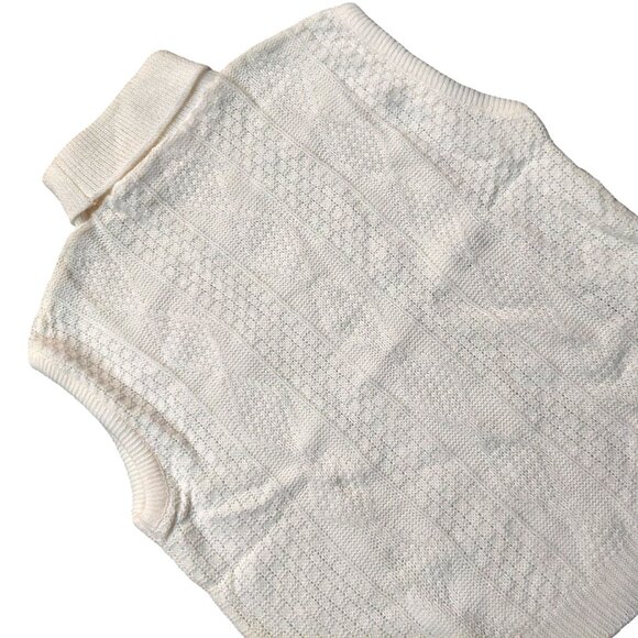 Vintage 1940s-1950s Cream Ribbed Sleeveless Knit Turtleneck Sweater Top Medium - Picture 7 of 9